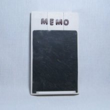 Mémo, Pense Bête Blanc en Ardoise Véritable et Bois Recyclé, Création Unique