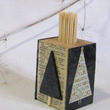 Distributeur de cure dents pour noël en ardoise et bois