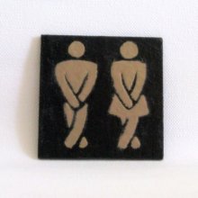 plaque de porte pour toilette en ardoise émaillée beige