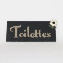 Plaque de Porte TOILETTES en Ardoise Emaillée, a Poser sans trou, Création Artisanale