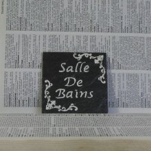 Plaque de Porte Salle de Bains en Ardoise Emaillée Style Bohème Chic