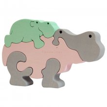 Puzzle Maman hippo et bébé pastel