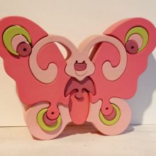 Puzzle en bois/ le Papillon rose