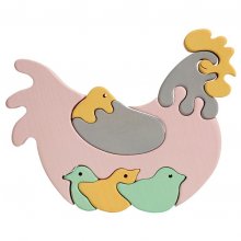 Puzzle La Poule et poussins pastel