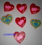 Boutons plastique coeur rouge lot de 7 de 25 mm pour la couture