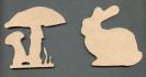 Lapin et Champignons MDF 140 mm x 50 mm
