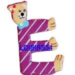 Lettre en bois décorer motif E lot de 8 pieces