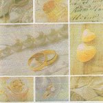 Serviette papier mariage 2 alliances et coeur 33 cm x 33 cm