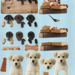 Feuille 3D 2 petits chiots bruns