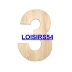 Chiffre en bois 1,85 cm N° 3 - lot de 5 pieces