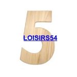 Chiffre en bois 1,85 cm N° 5 - lot de 5 pieces