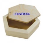 Boite à bijoux en bois brut hexagonal avec couvercle pivotant 140 mm