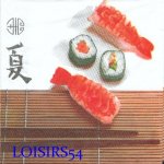 Serviette papier Asie et sushis 33 cm x 33 cm