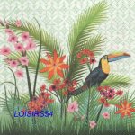 Serviette papier Toucan et fleurs - 33 cm x 33 cm