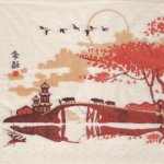 Serviette Asie et paysage 33 cm X 33 cm 3 plis