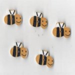 Boutons bois motif guêpes jaune lot de 5 pièces 2 cm