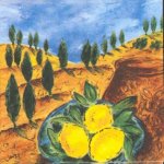 Serviette papier motif citrons et récolte 33 cmX33 cm 3 plis