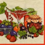Serviette papier motif confiture fruits 33 cm X 33 cm 3 plis