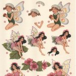 Feuilles 3D fées et fleurs