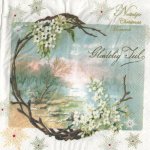 Serviette papier fleurs blanche et hiver 33 cm X 33 cm 2 plis
