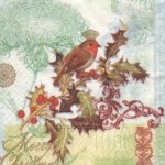 Serviette papier houx et Noël 25 cm X 25 cm 3 plis