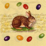 Serviette papier lapin de Paques brun 33 cm x 33 cm
