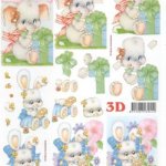 Feuille 3D lapin et miel