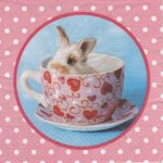 Serviette papier lapin et tasse 33 cm X 33 cm 3 plis