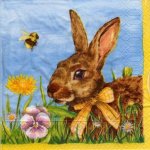 Serviette papier lapin et prairie 33 cm X 33 cm 3 plis