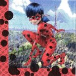 Serviette Miraculous - Ladybug de 33 cm X 33 cm 2 plis