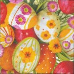 Serviette papier motif oeufs de Pâques coloré rouge