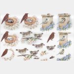 Oiseau et fleurs feuille 3D