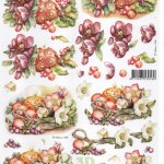 Feuilles 3D pommes et fleurs