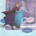 Serviette Reine des neige et Olaf de 33 cm X 33 cm 2 plis