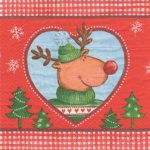 Serviette papier Renne et sapin 33 cm X 33 cm 3 plis