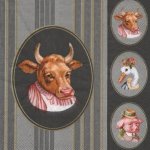 Serviette papier vache et canard 33 cm X 33 cm 3 plis