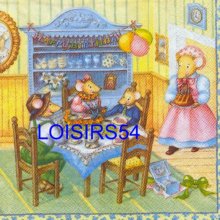 Serviette papier motif familles souris