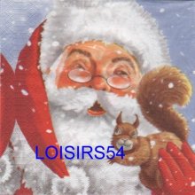 Serviette papier père Noël et écureuil