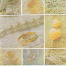 Serviette papier mariage 2 alliances et coeur 33 cm x 33 cm
