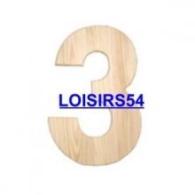 Chiffre en bois 1,85 cm N° 3 - lot de 5 pieces