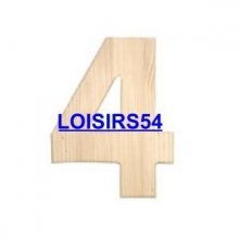 Chiffre en bois 1,85 cm N° 4 - lot de 5 pieces