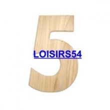Chiffre en bois 1,85 cm N° 5 - lot de 5 pieces