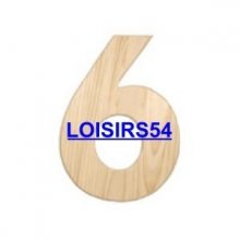 Chiffre en bois 1,85 cm N° 6 - lot de 5 pieces