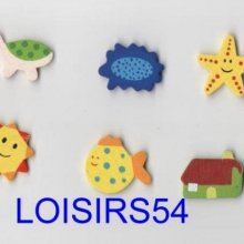 Stickers bois coloré 6 pieces animaux