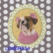 Serviette papier chien.avec robe et fleurs