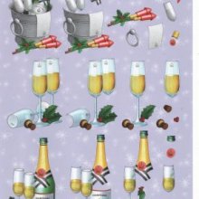 Feuilles 3D champagne et nouvel an