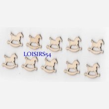 Chevaux en bois 2 cm lot de 10 pièces pour décoration