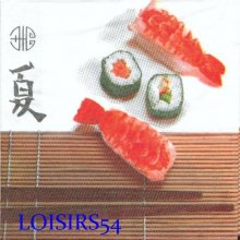 Serviette papier Asie et sushis 33 cm x 33 cm