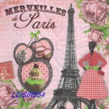 Serviette papier Paris et Merveilles 33 cm x 33 cm