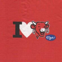 Serviette papier j'aime la vache- 33 cm x 33 cm